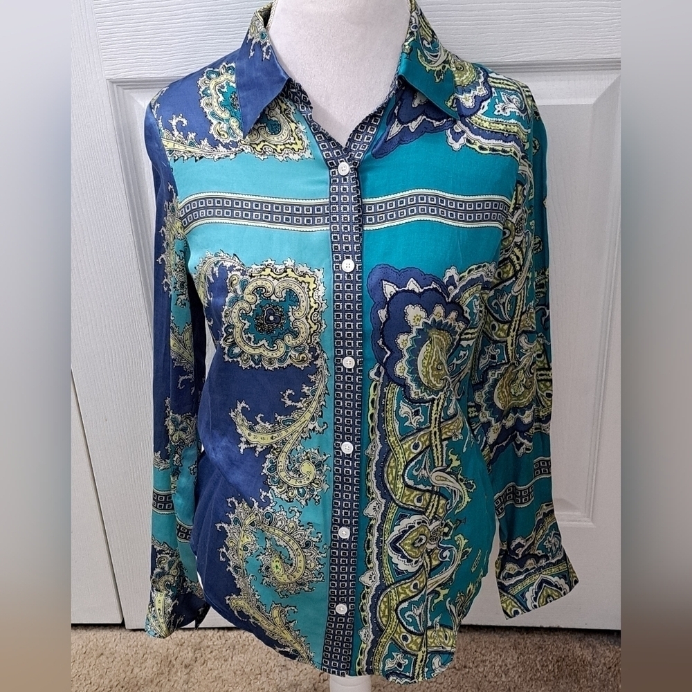 Tommy Bahama Paisley Silk Blend Blouse   Size S/P